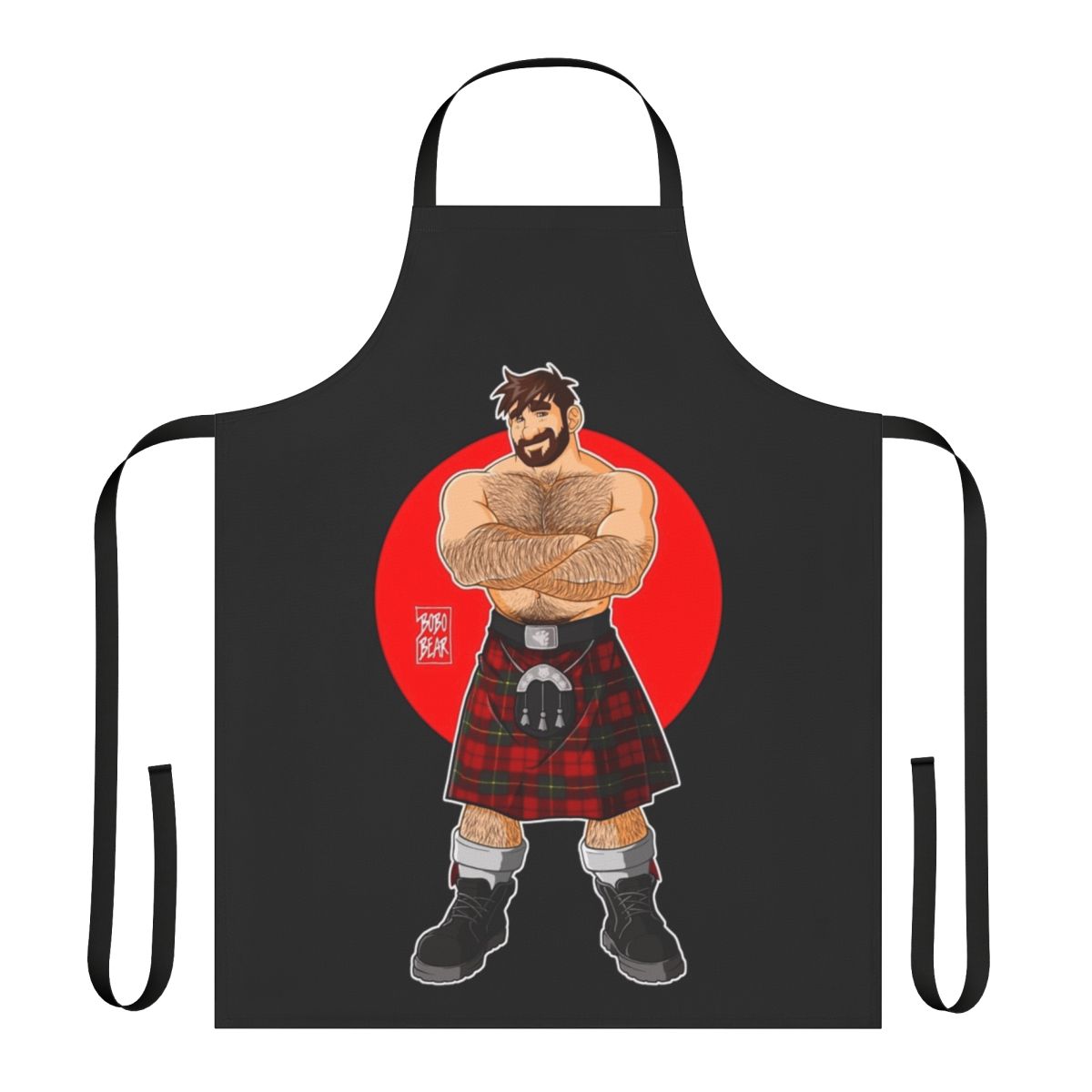 Shirtless apron featuring a gay bear design for pride events