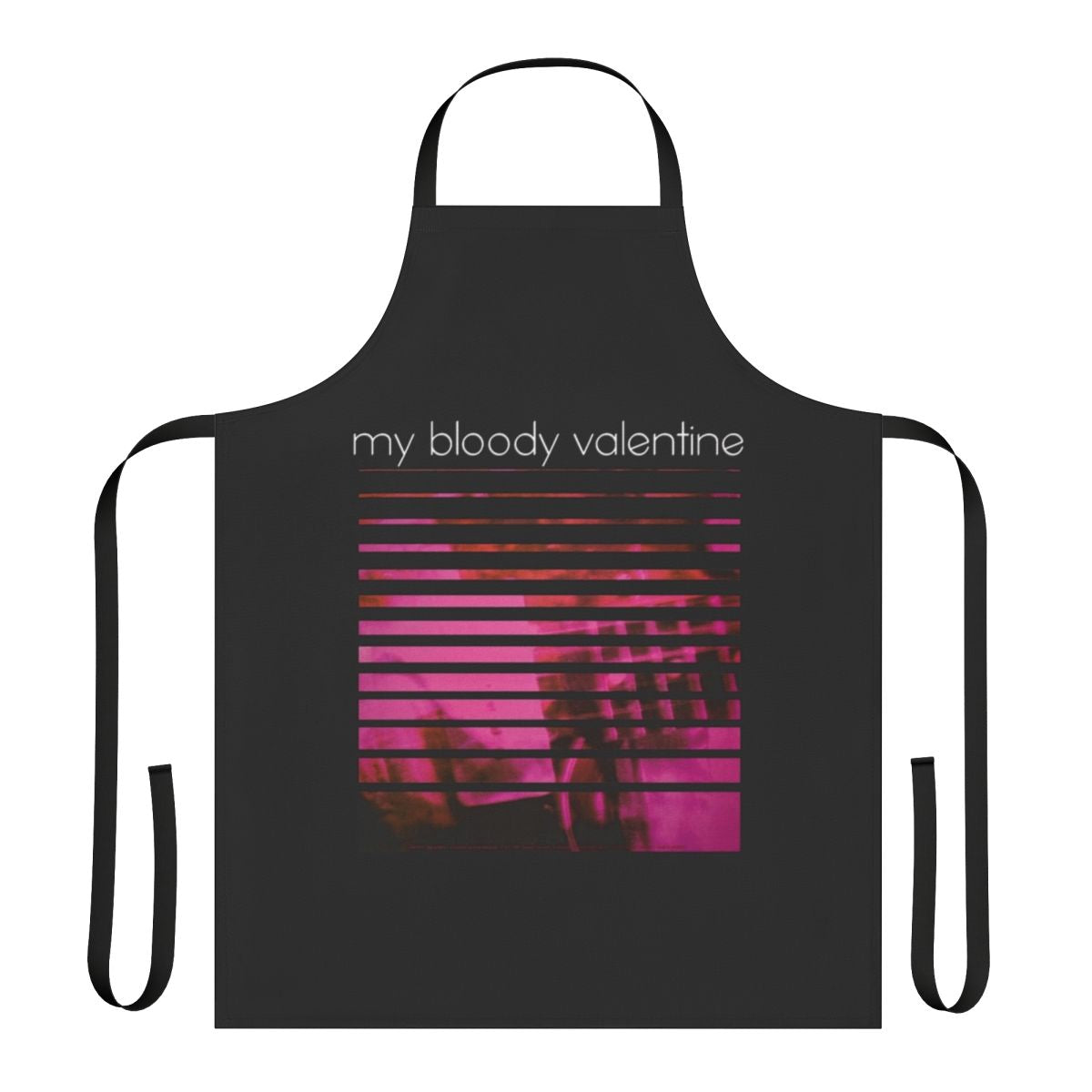 A stylish apron featuring the iconic album artwork of My Bloody Valentine's 'Loveless', a tribute to the influential shoegaze band.