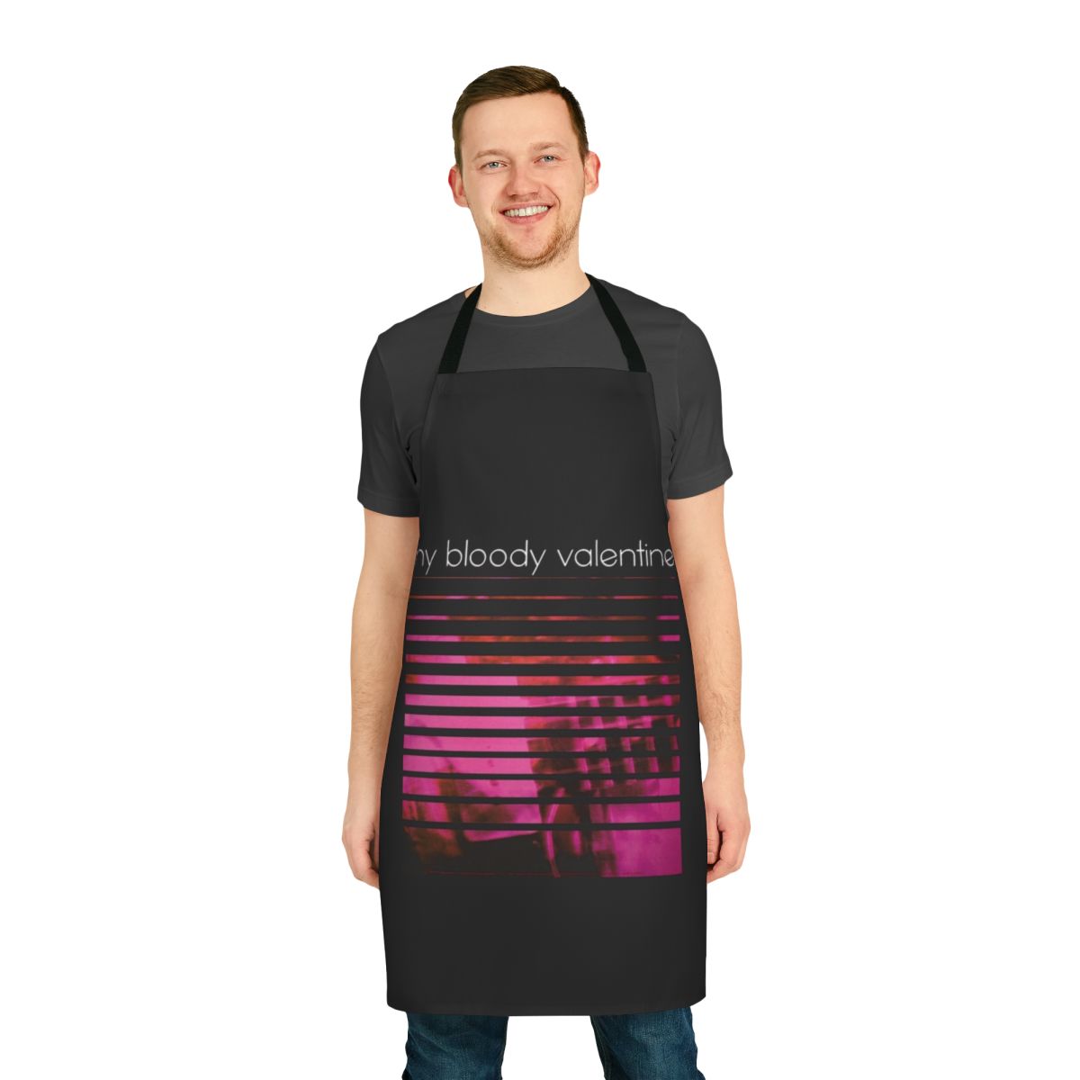 A stylish apron featuring the iconic album artwork of My Bloody Valentine's 'Loveless', a tribute to the influential shoegaze band.