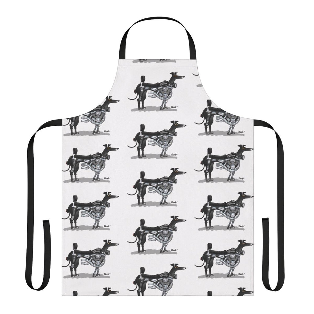 Sighthound dog cartoon design printed on an apron
