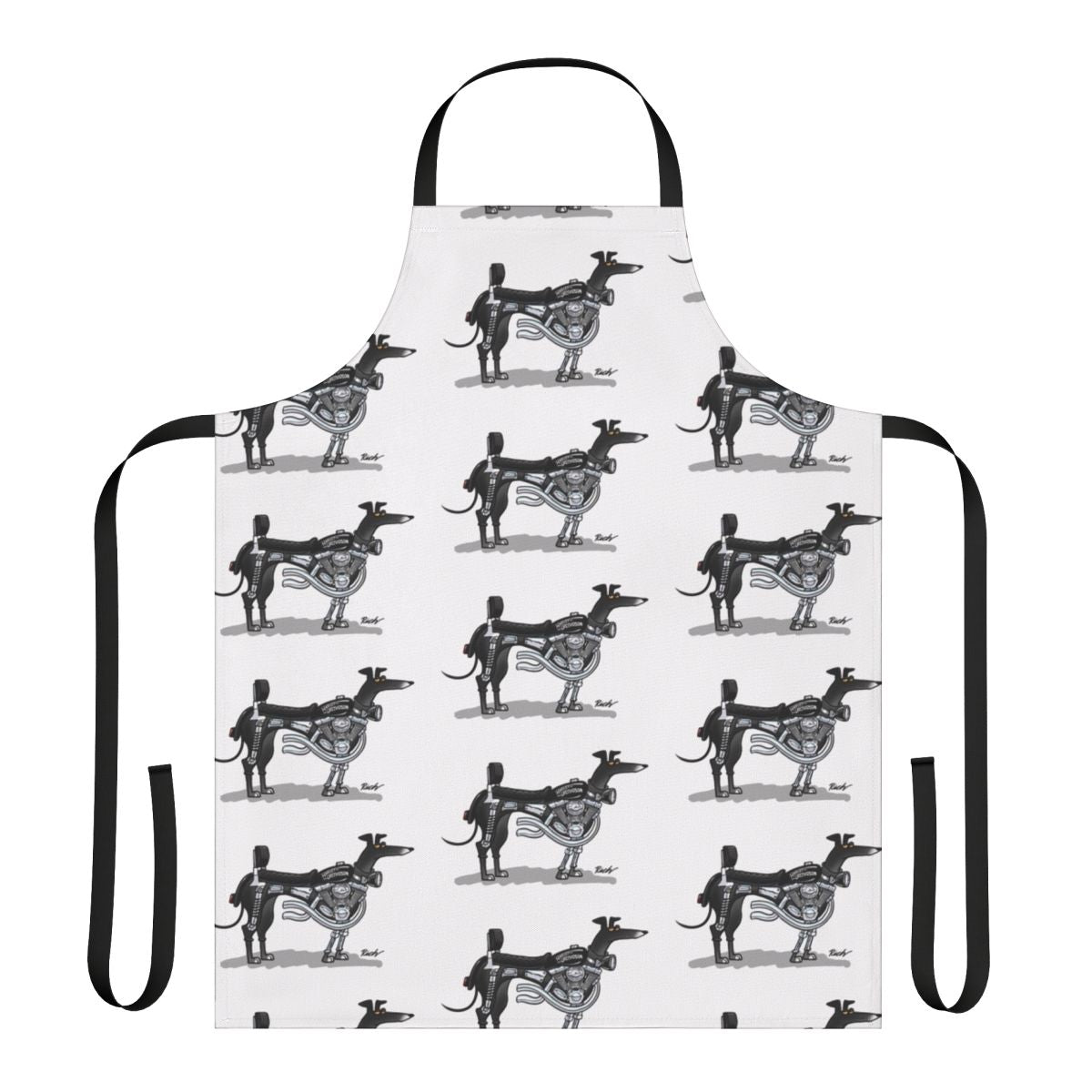 Sighthound dog cartoon design printed on an apron
