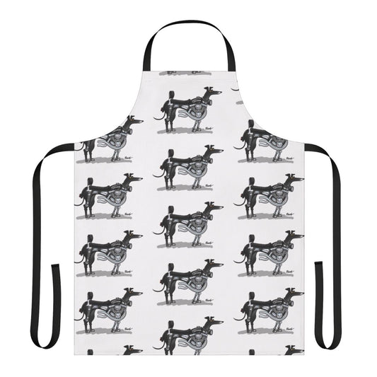Sighthound dog cartoon design printed on an apron