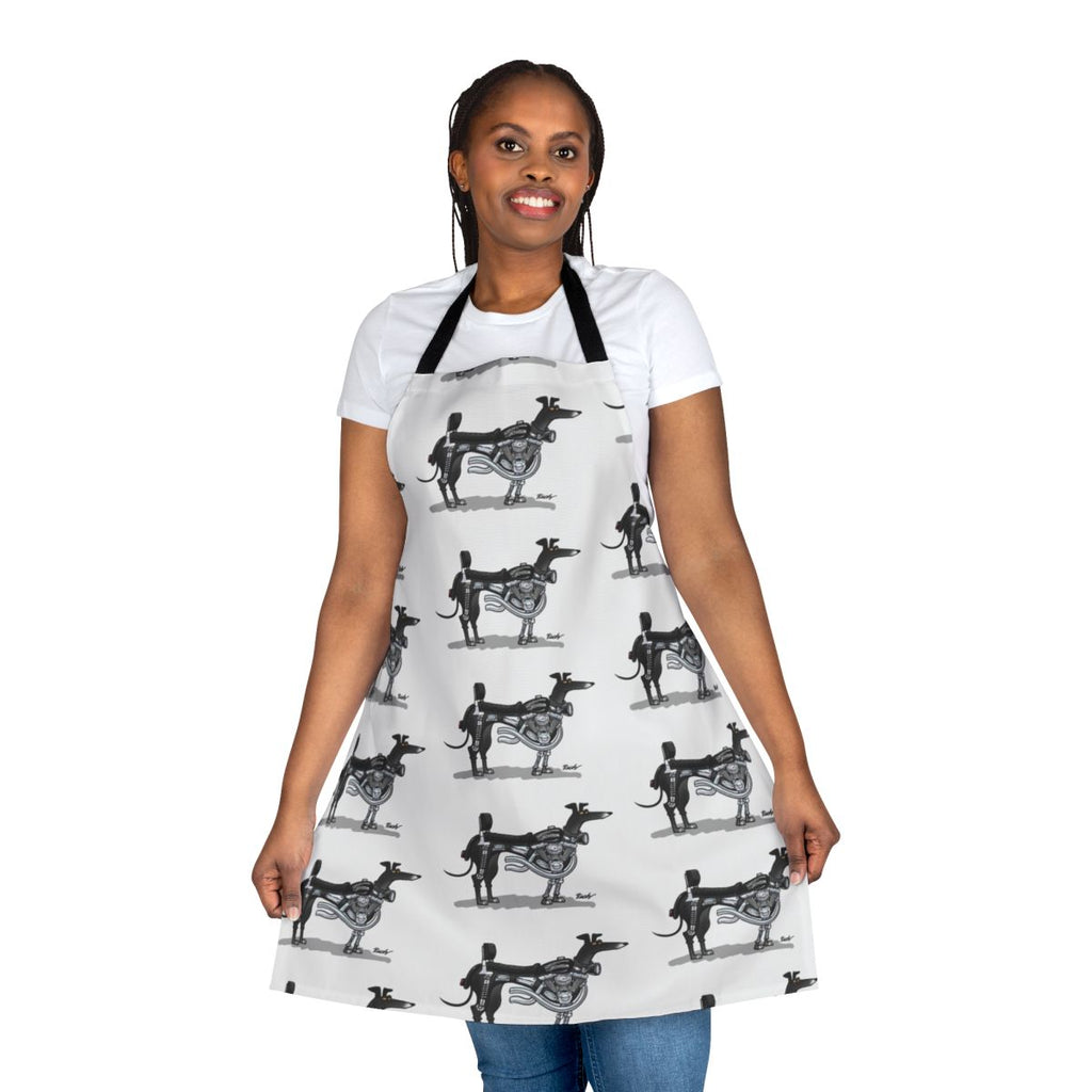 Sighthound dog cartoon design printed on an apron