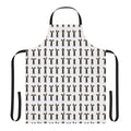 A white apron featuring a cartoon-style greyhound or whippet in a semaphore pose.