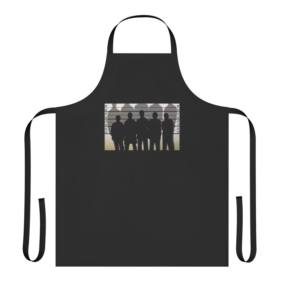 Silhouette apron featuring a design inspired by the movie "The Usual Suspects"