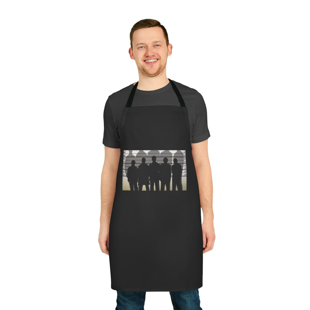 Silhouette apron featuring a design inspired by the movie "The Usual Suspects"