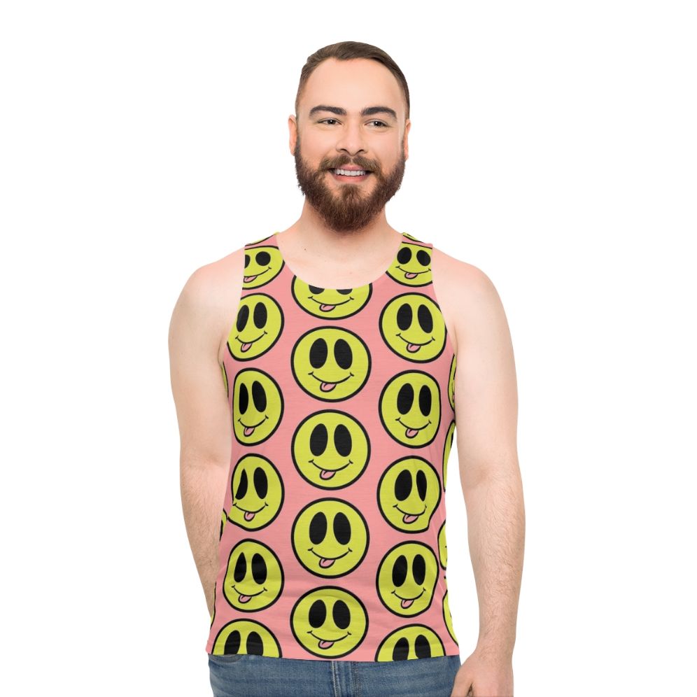 Silly smiley face unisex graphic tank top