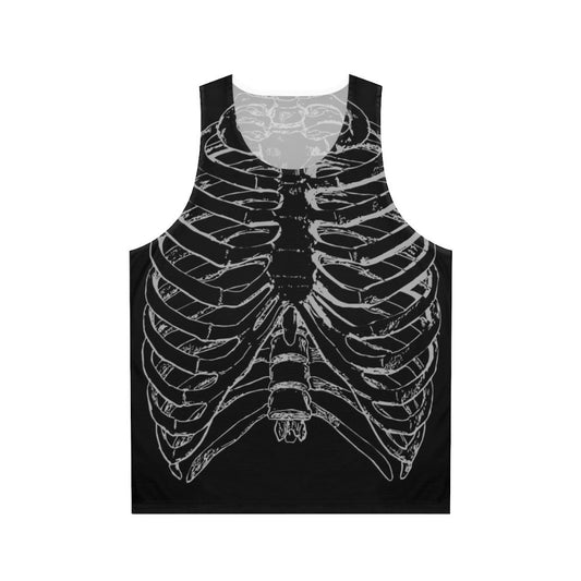 Silver ribcage skeleton unisex gothic tank top