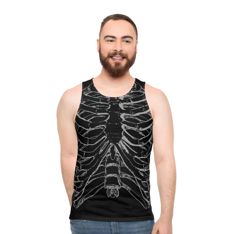 Silver ribcage skeleton unisex gothic tank top