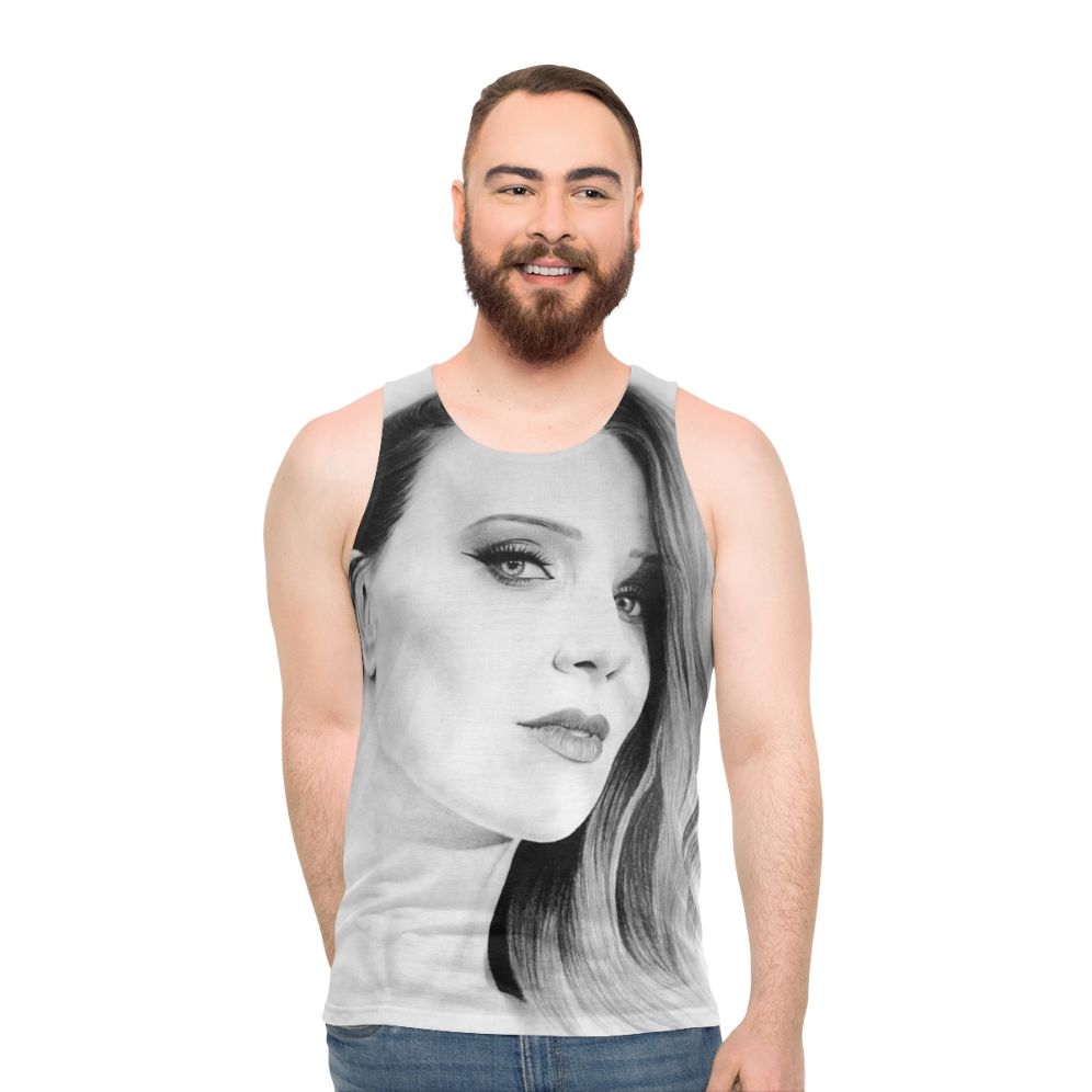 Simone Simons pencil portrait unisex tank top