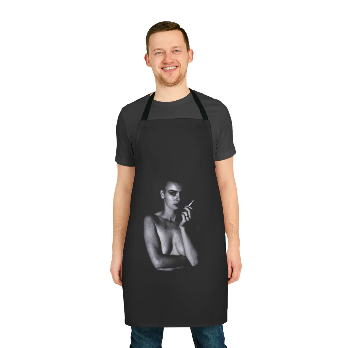 Vintage-style apron featuring the image of Sinead O'Connor, the iconic 90s alternative music singer.