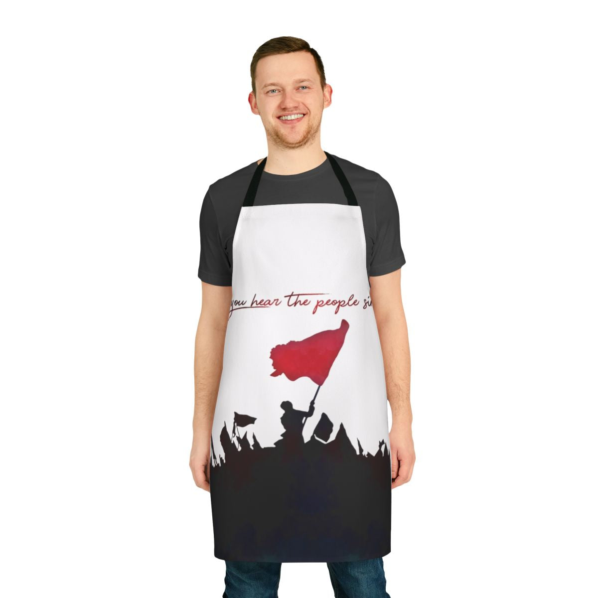 Les Miserables inspired apron with "Do You Hear The People Sing" lyrics