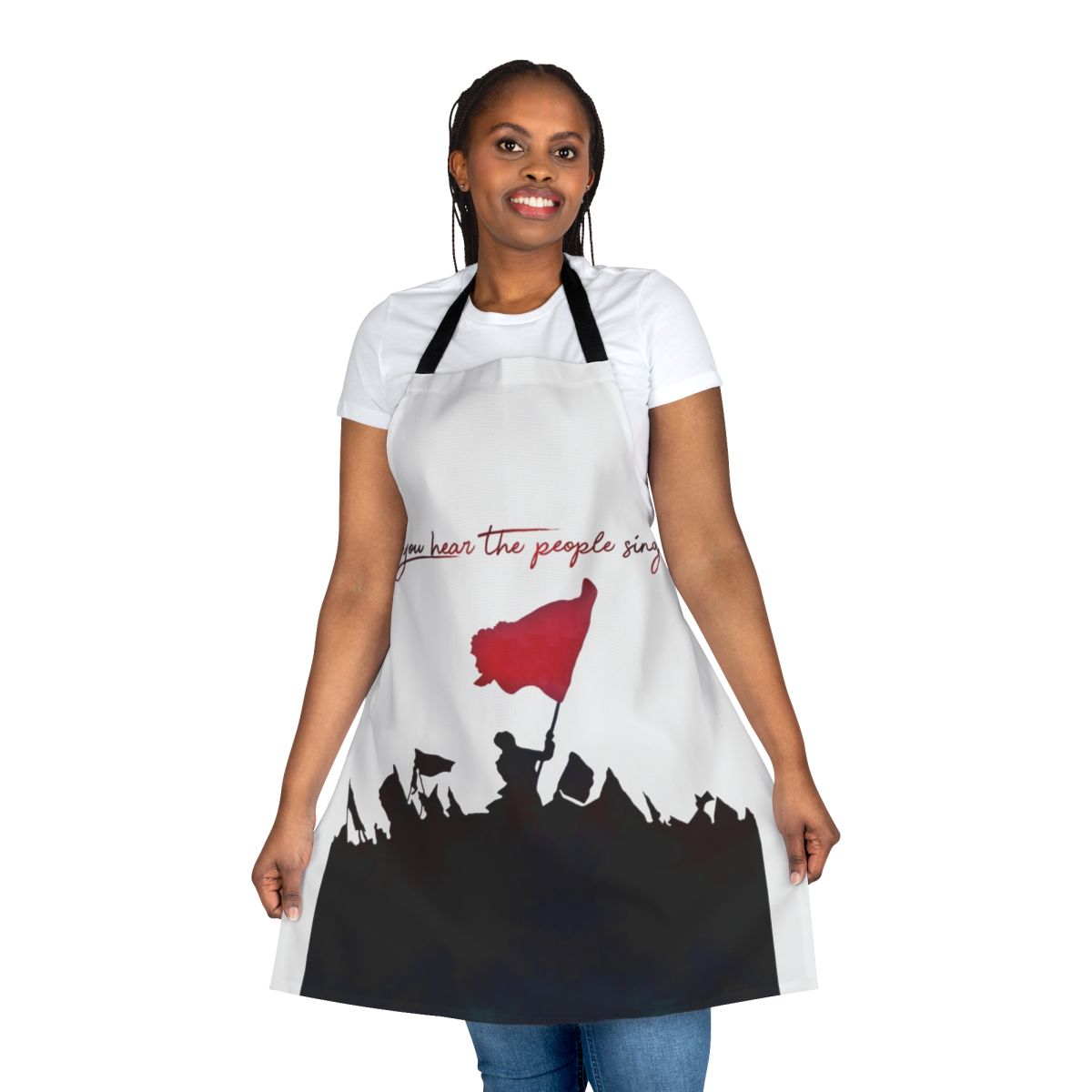 Les Miserables inspired apron with "Do You Hear The People Sing" lyrics