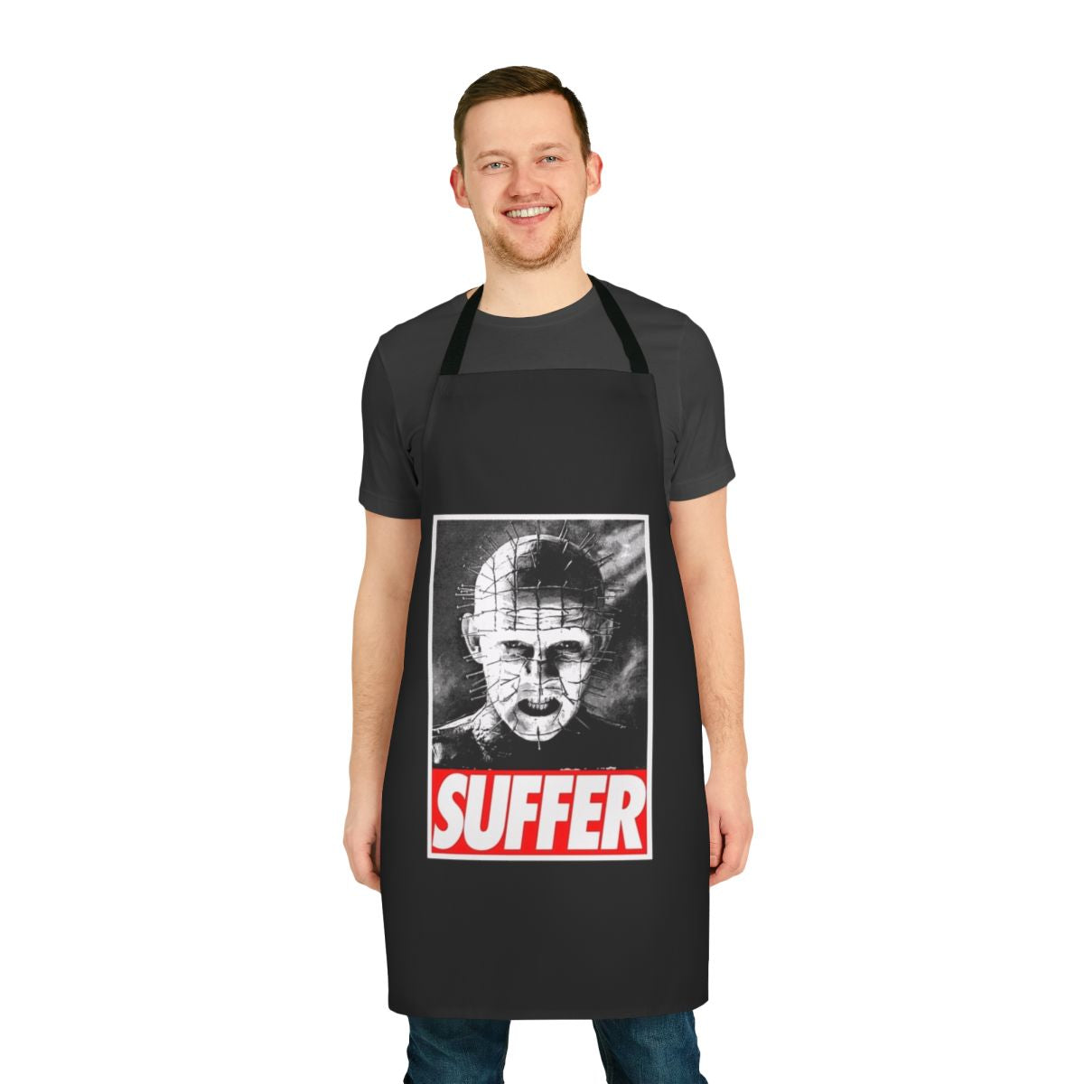 Pinhead horror-themed apron with Hellraiser-inspired design