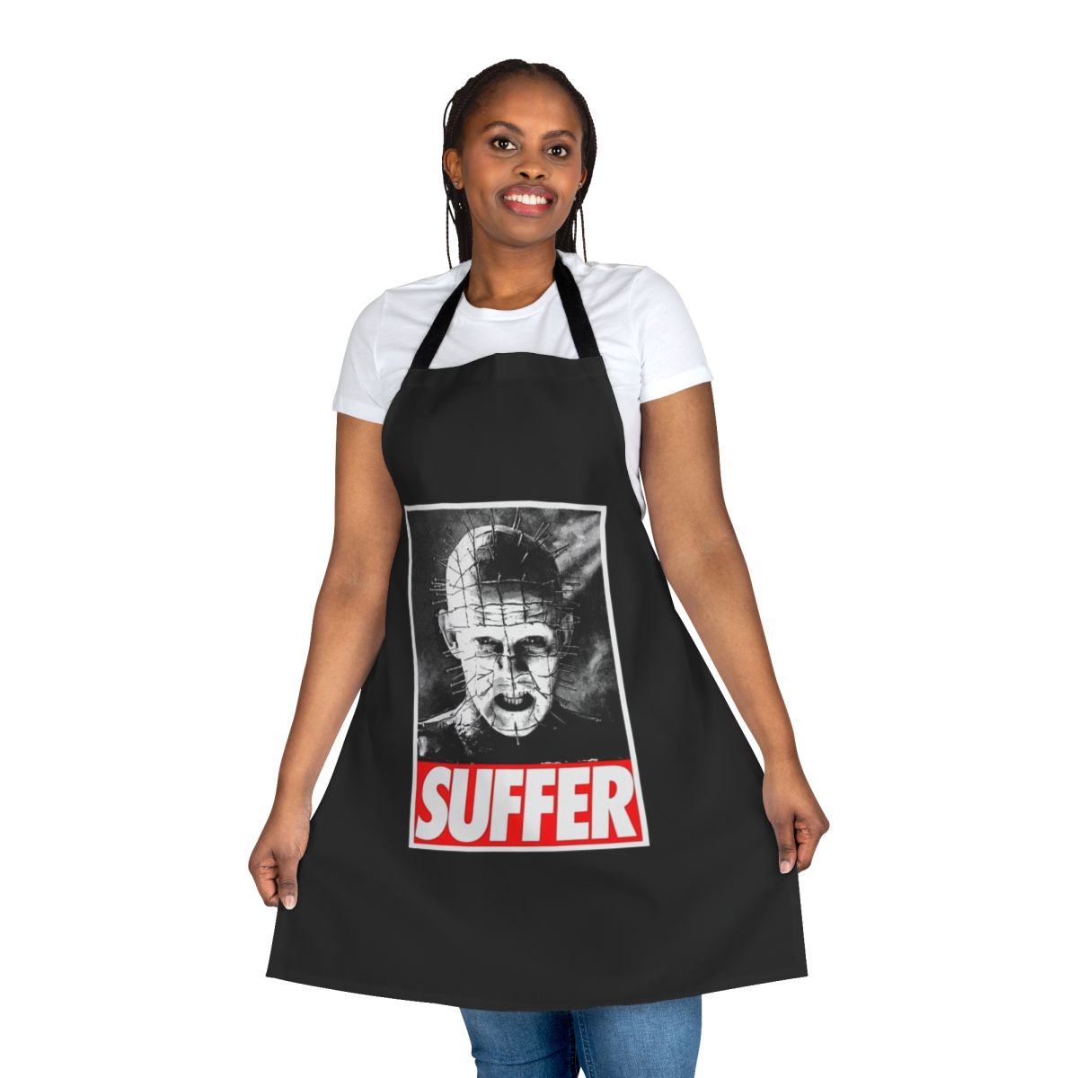 Pinhead horror-themed apron with Hellraiser-inspired design
