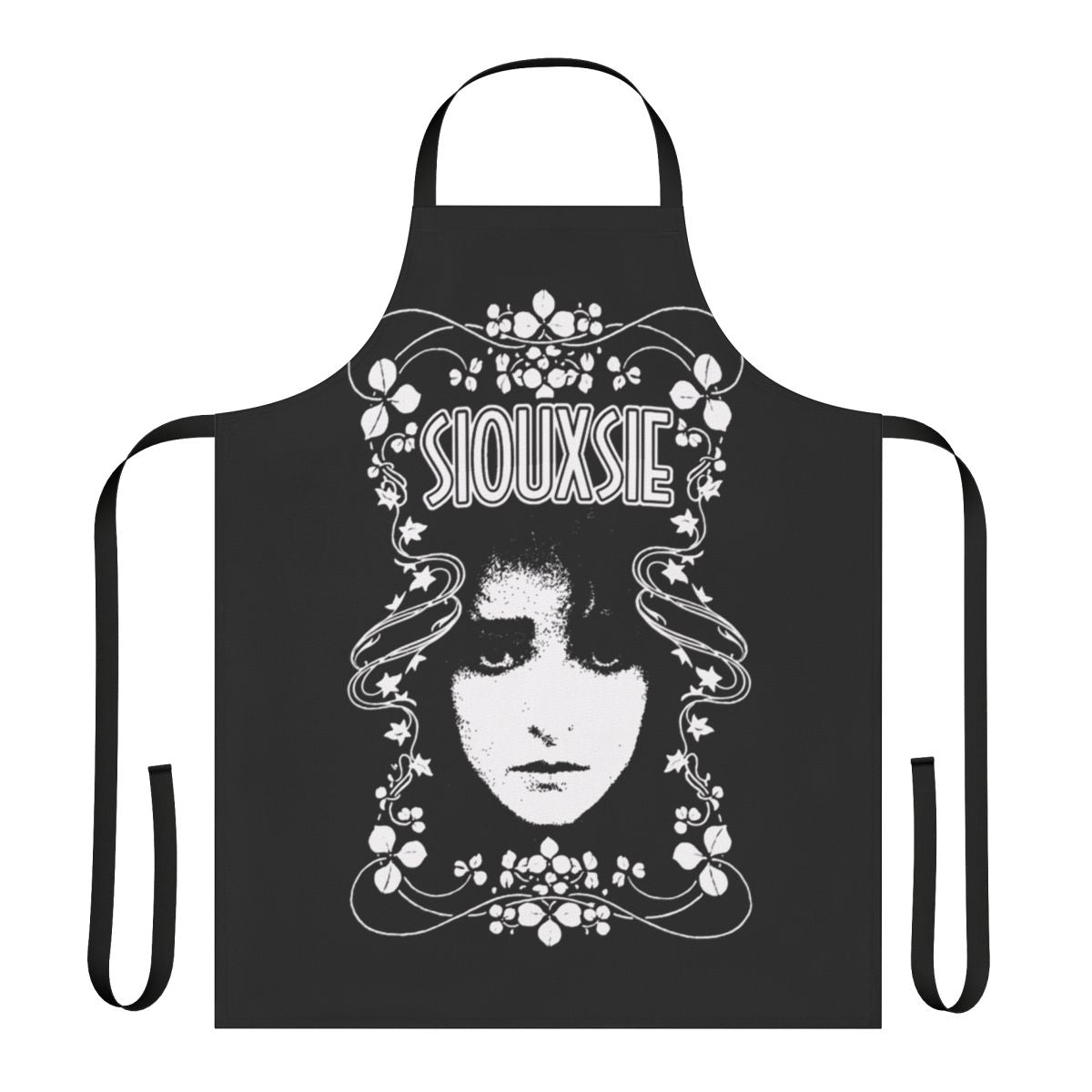 Siouxsie and the Banshees inspired apron featuring a black and white design