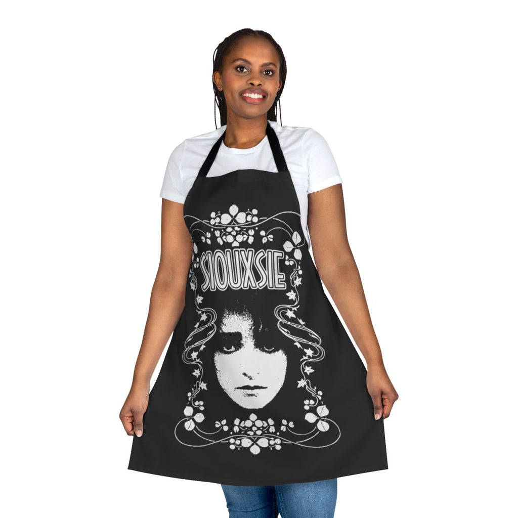 Siouxsie and the Banshees inspired apron featuring a black and white design