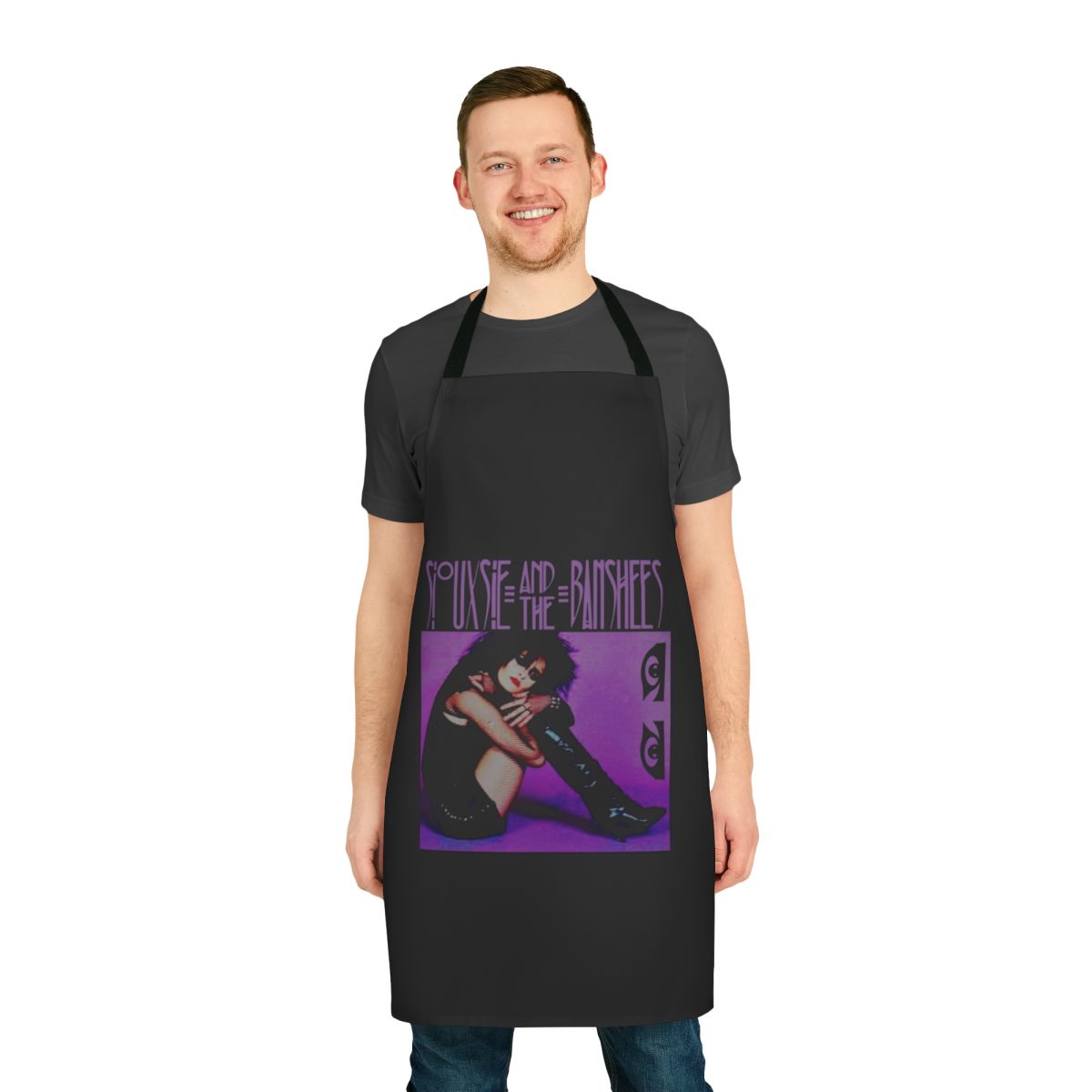 Siouxsie and the Banshees-inspired goth punk apron with band logo and gothic imagery