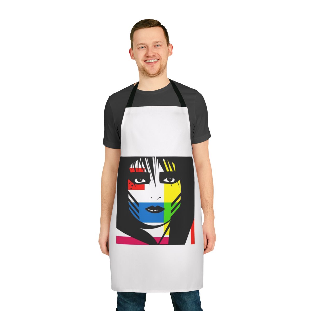 Siouxsie and the Banshees inspired punk goth apron with band logo and retro design