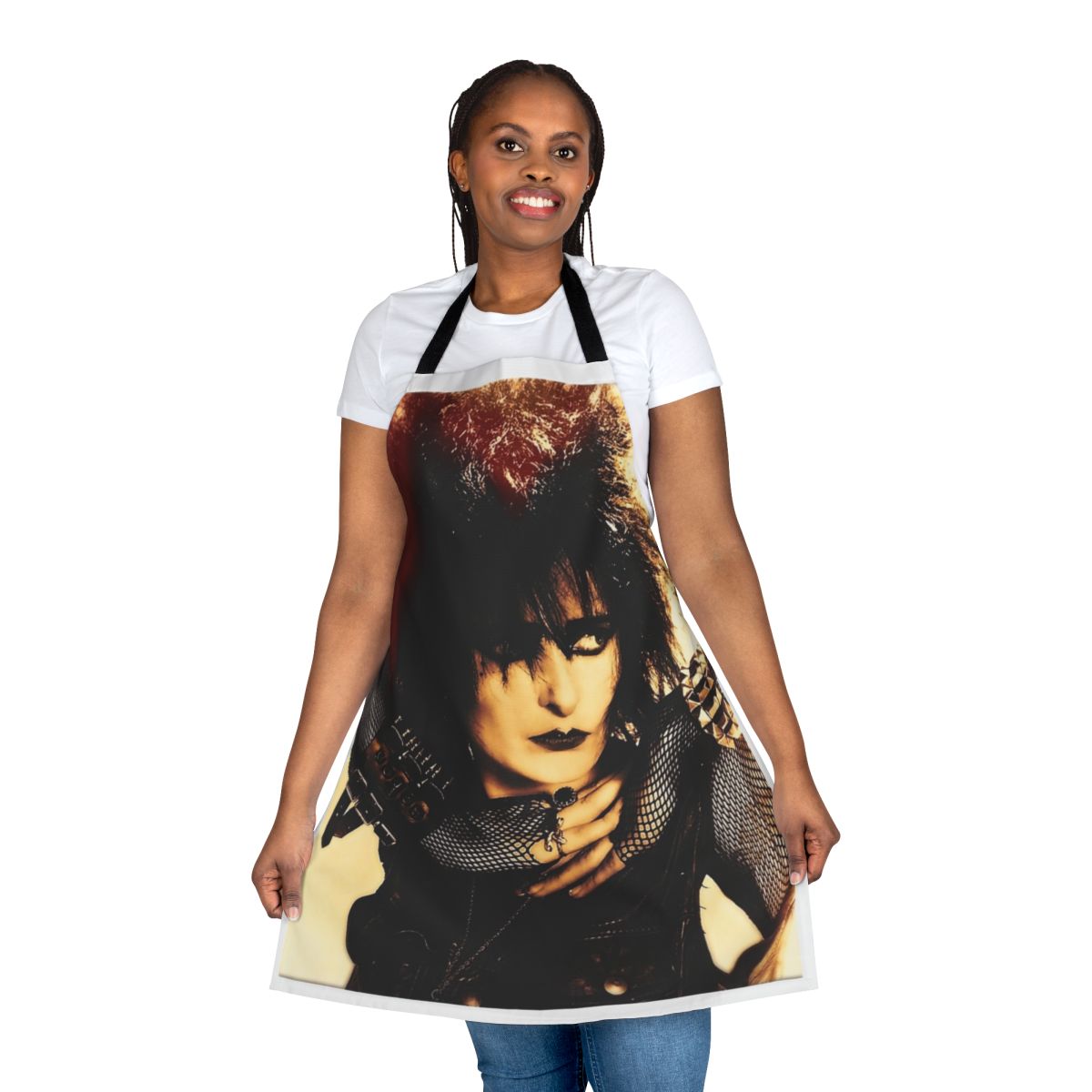 Siouxsie Sioux inspired punk rock design printed on a high-quality kitchen apron