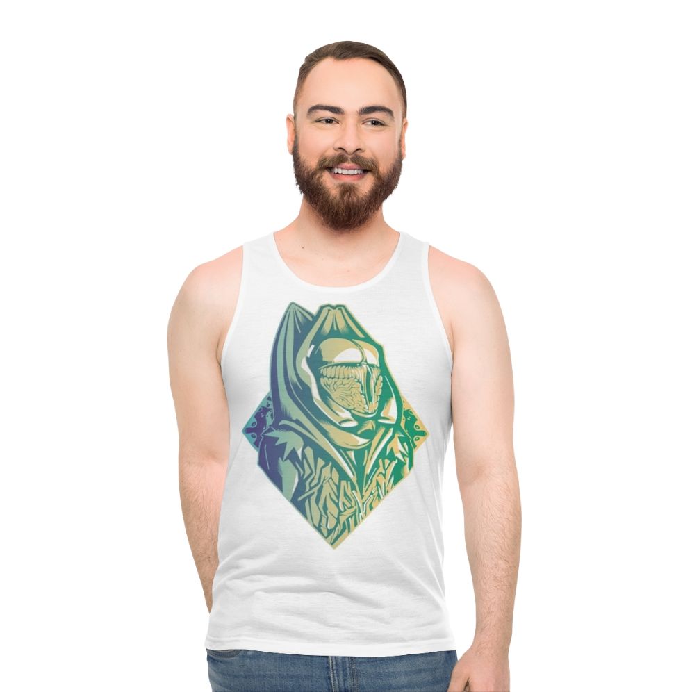 Sixth Doctor Who Unisex Tank Top with Retro Sci-Fi Design