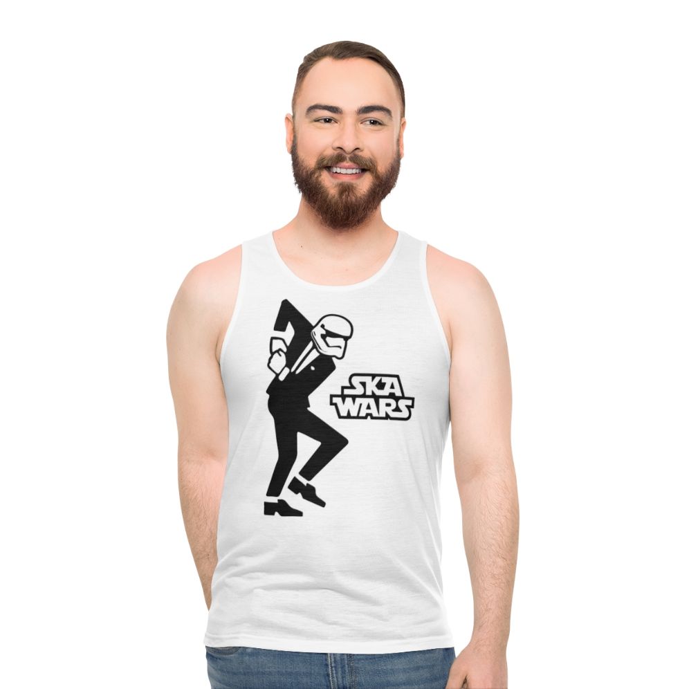 Ska inspired unisex tank top with trumpet and punk design