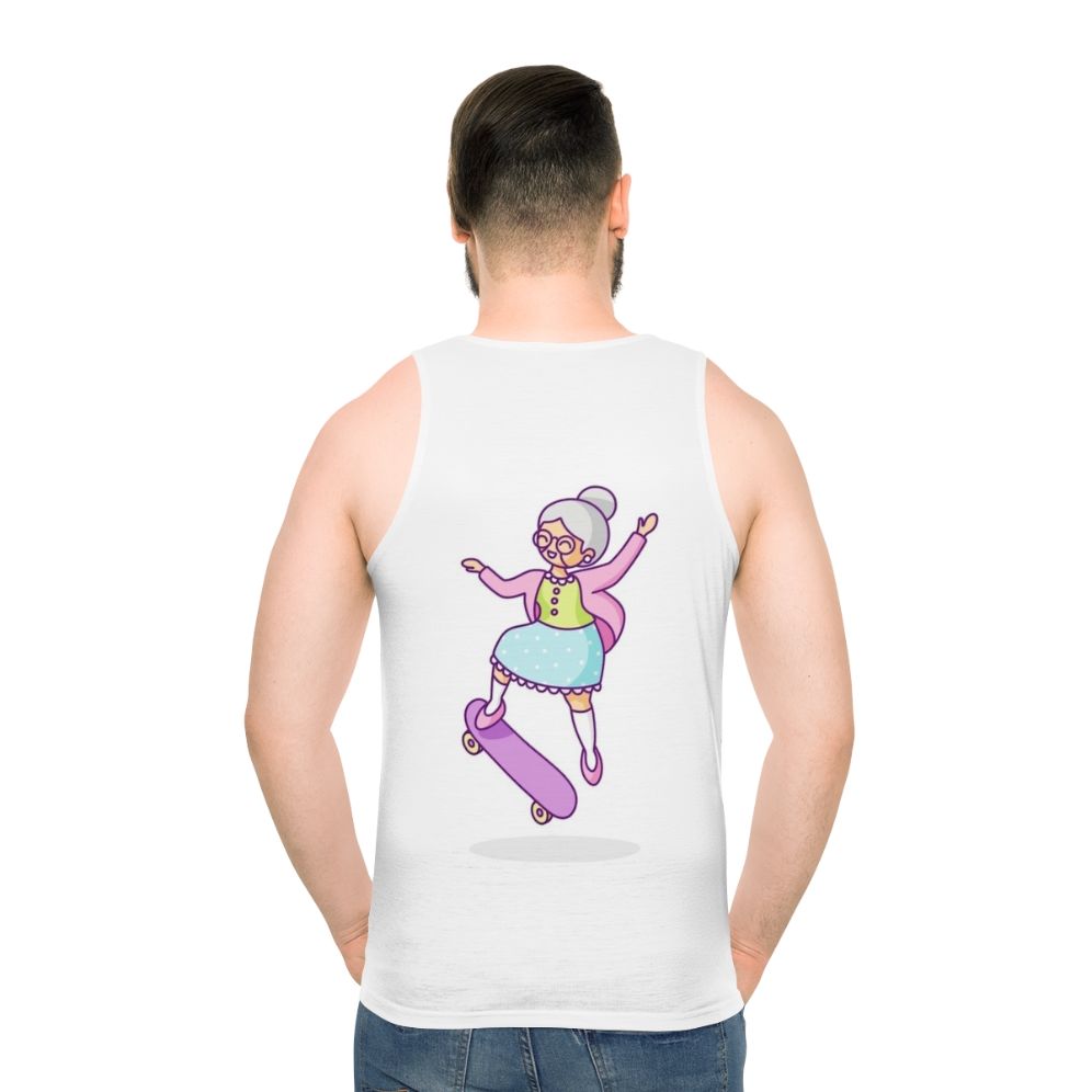 Skateboarding senior wearing unisex tank top