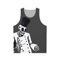 Skeleton chef graphic on a grey unisex tank top