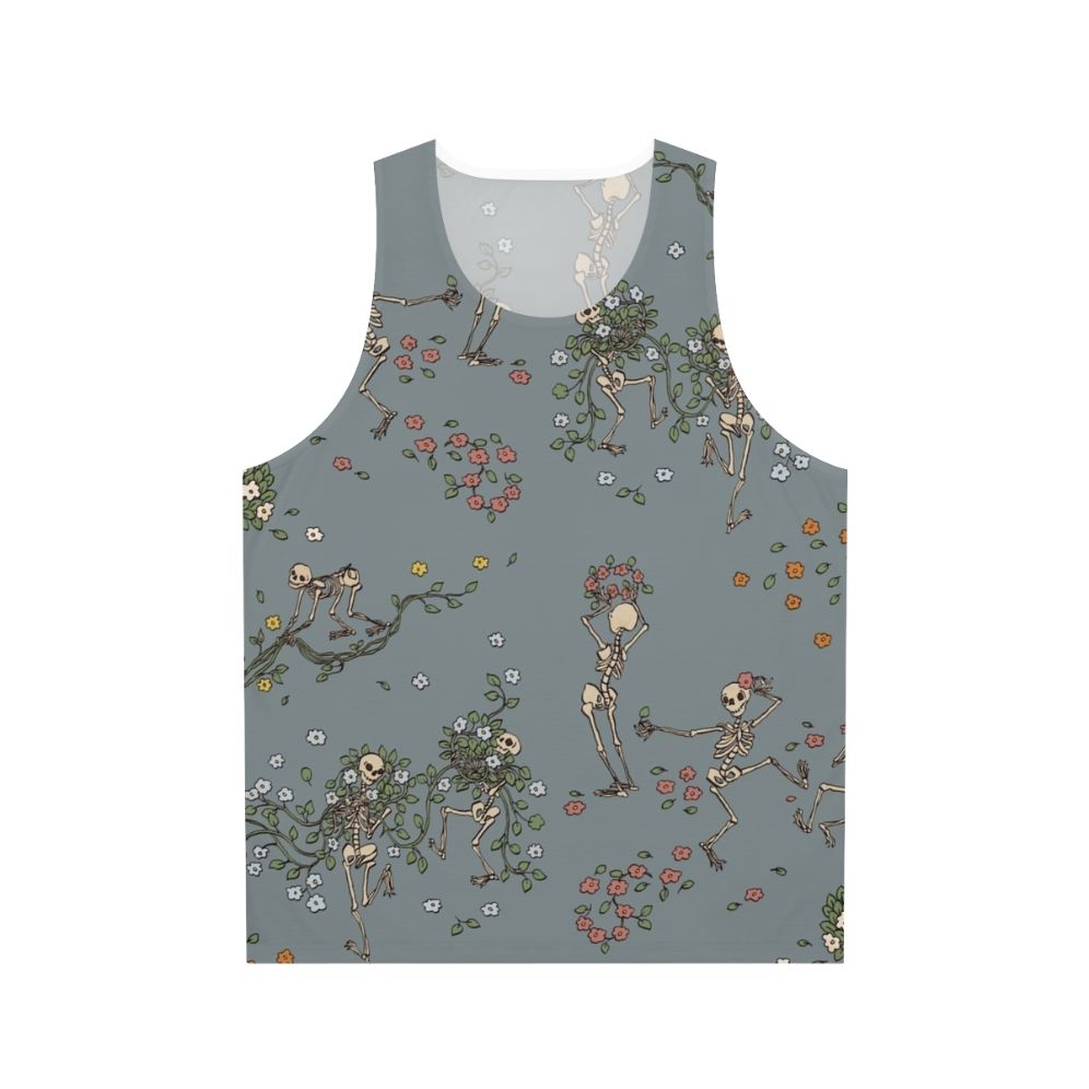 Skeletons with floral garlands unisex tank top