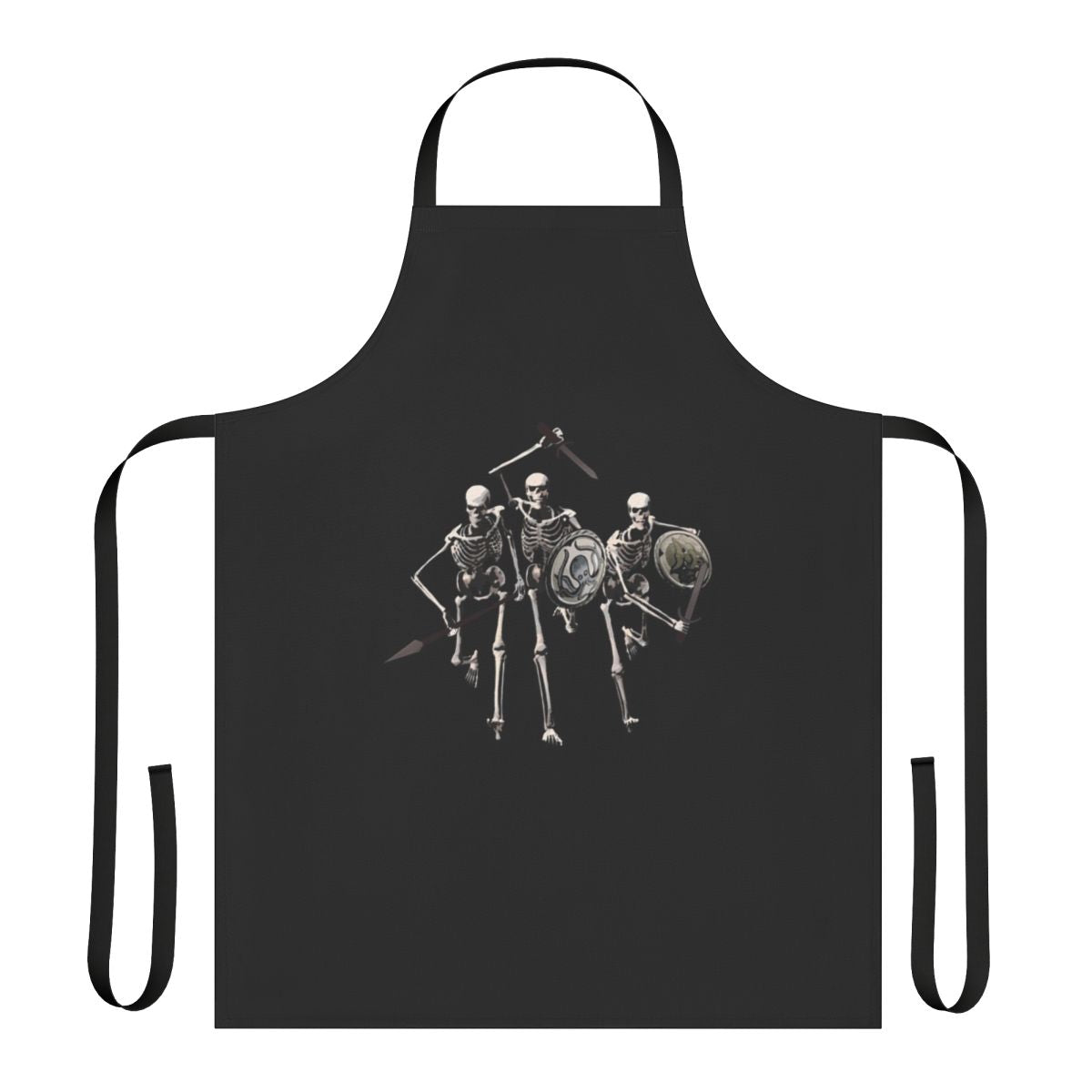 Skeleton-themed apron with ancient Greek and mythological elements