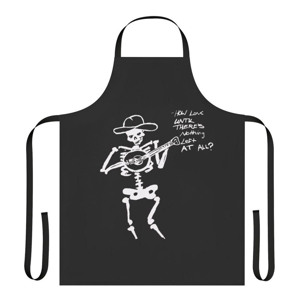 Skeleton and strings design on a durable apron, perfect for bluegrass music fans