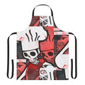 Skeleton-themed chef apron with a stylized skeleton design