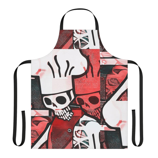 Skeleton-themed chef apron with a stylized skeleton design