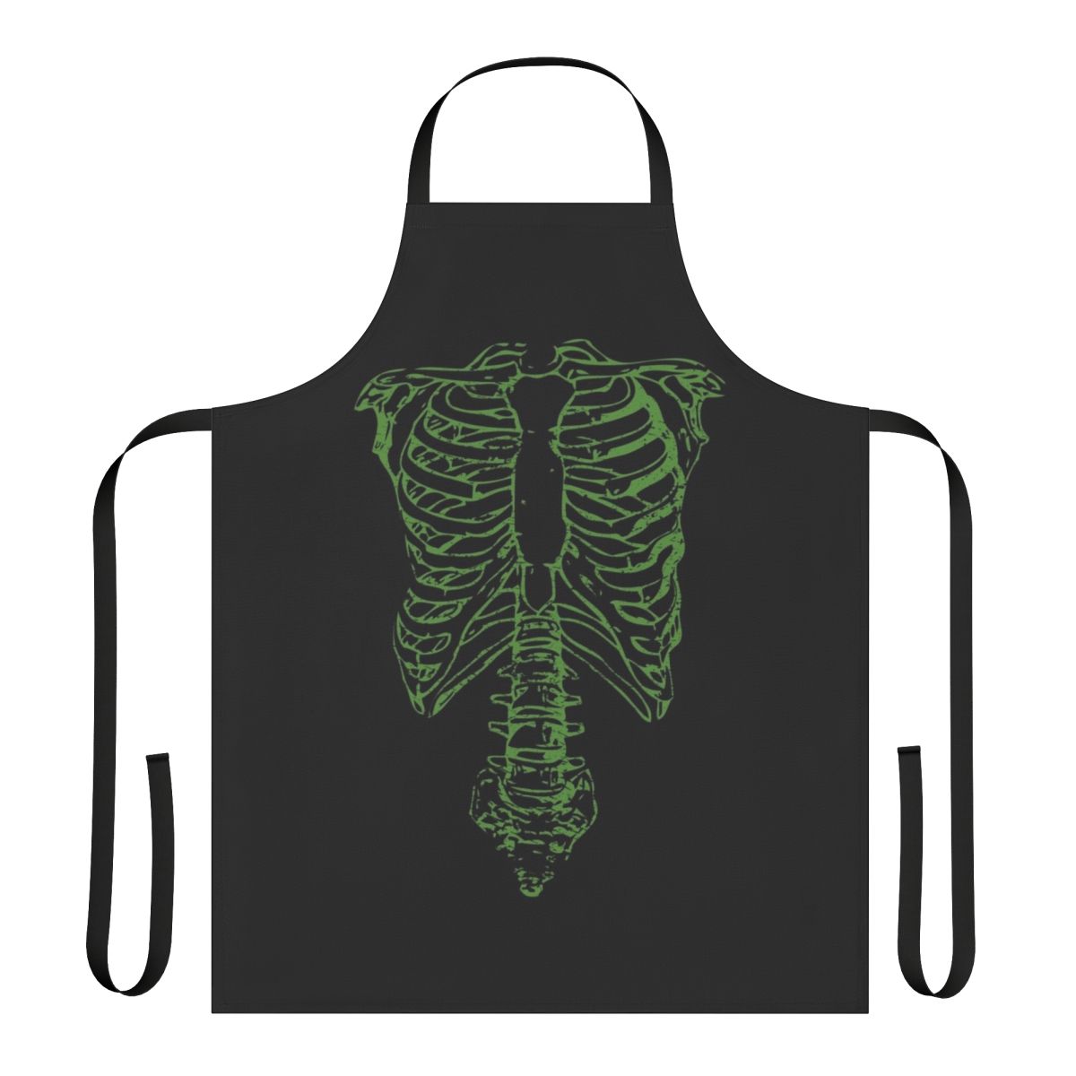 Skeleton-patterned distressed apron inspired by the cult film "This Is Spinal Tap"
