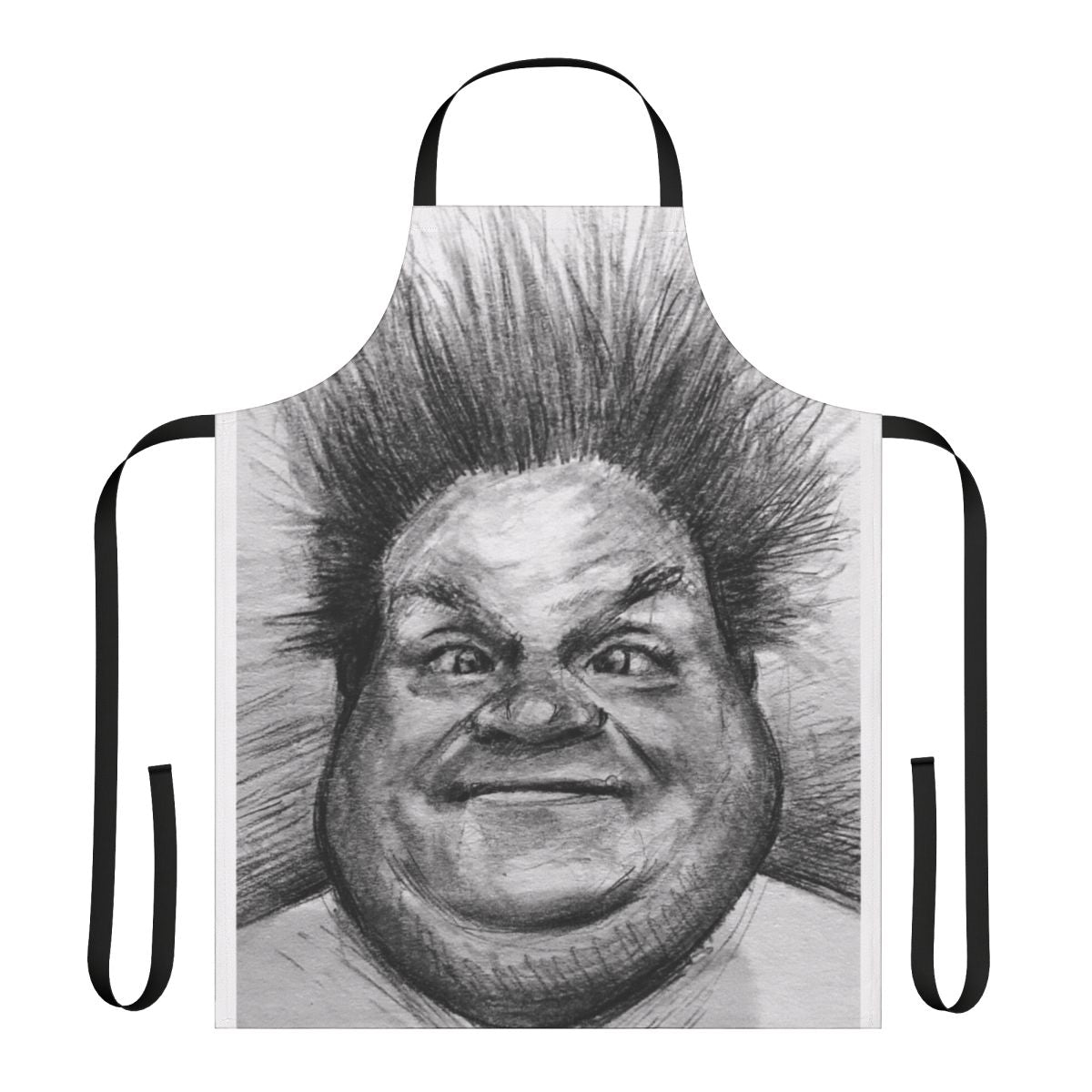 Sketch portrait apron featuring a design inspired by the iconic comedian Chris Farley
