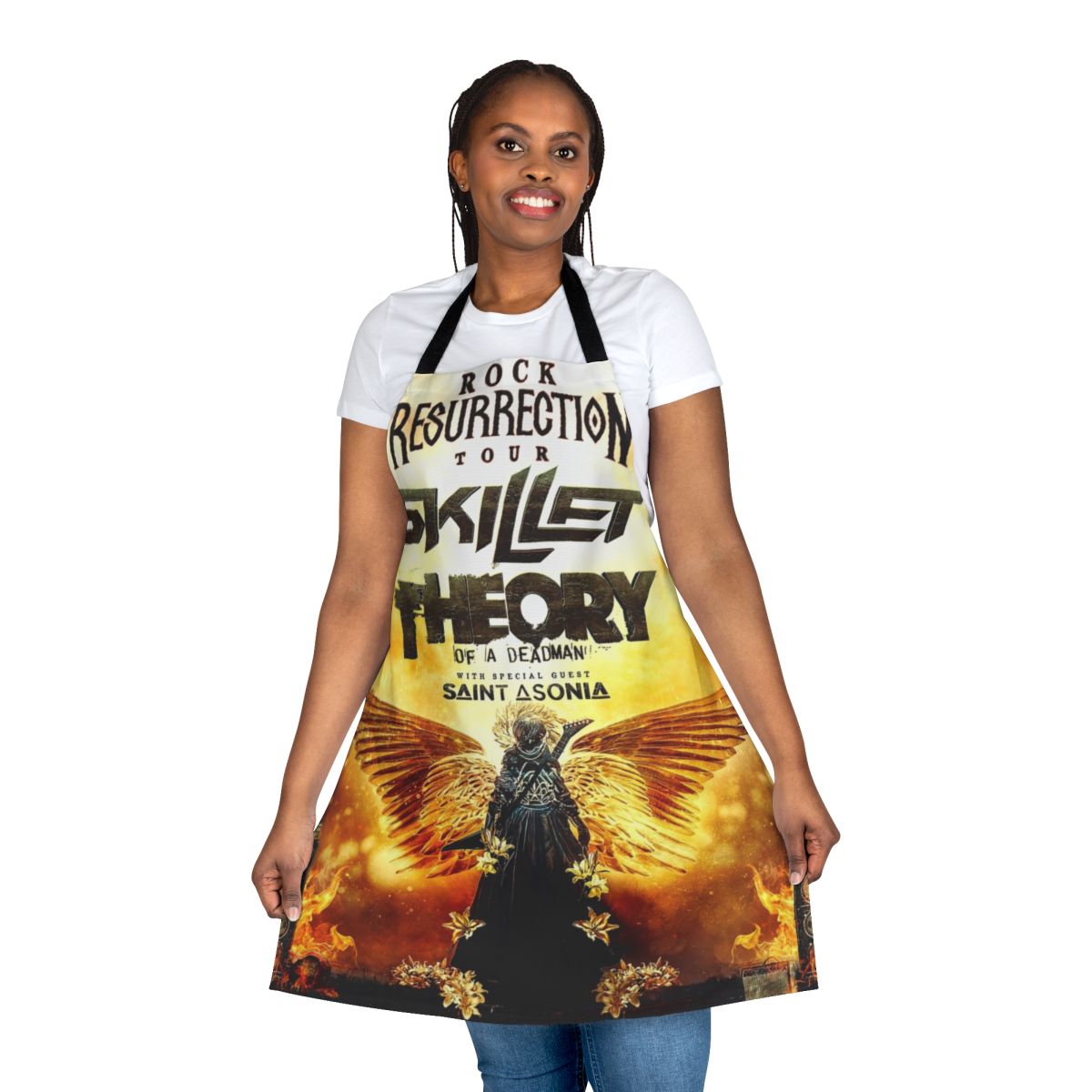 Skillet-inspired concert apron with the band's name and Tour 2023 design