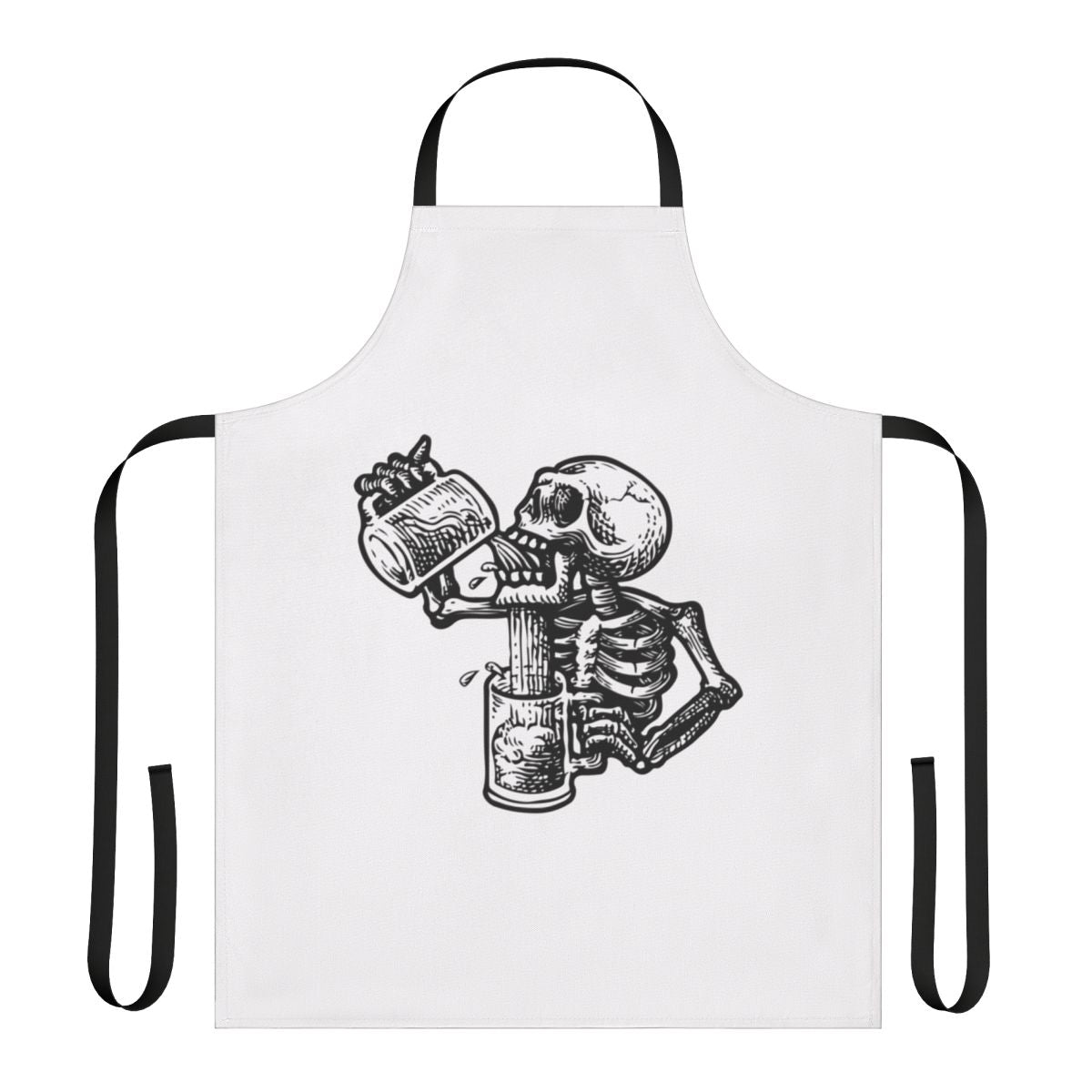 Skull and crossbones design on a high-quality, durable apron for the kitchen, bar, or any occasion.