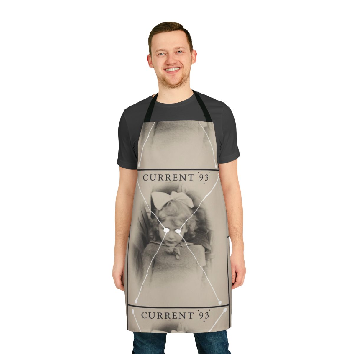 Stylish skull-patterned apron for fans of the experimental band Current 93