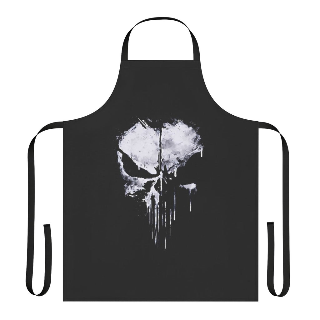 Black skull graphic design printed on a high-quality apron