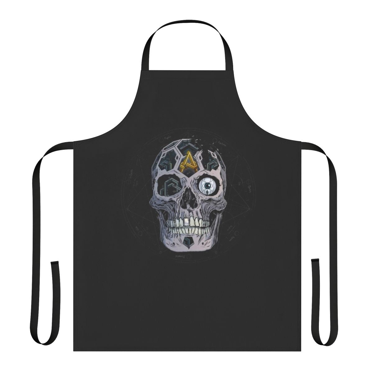 Skull-patterned apron featuring the album cover design for Atreyu's "In Our Wake" album