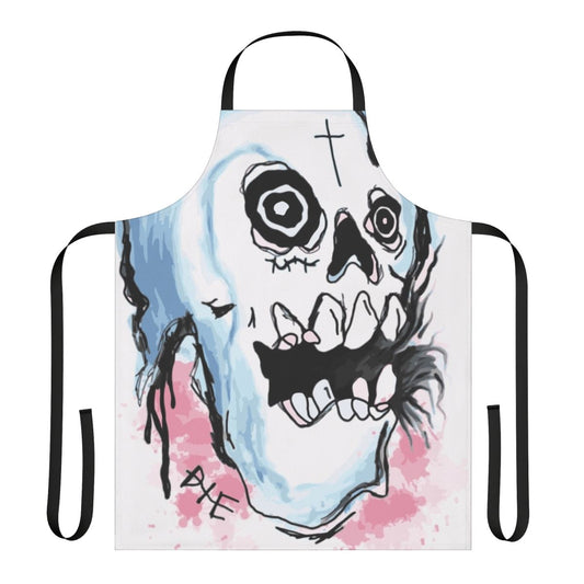 Apron featuring a bold, dark skull jacket design inspired by the style of late rapper Lil Peep.