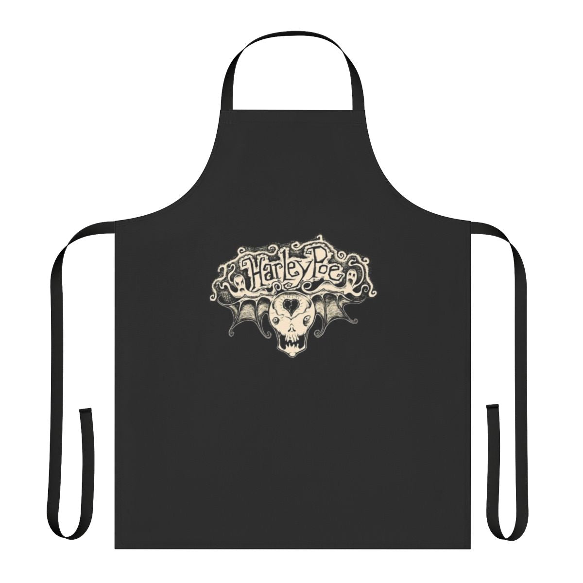 Skull and wings design apron inspired by folk punk band Harley Poe