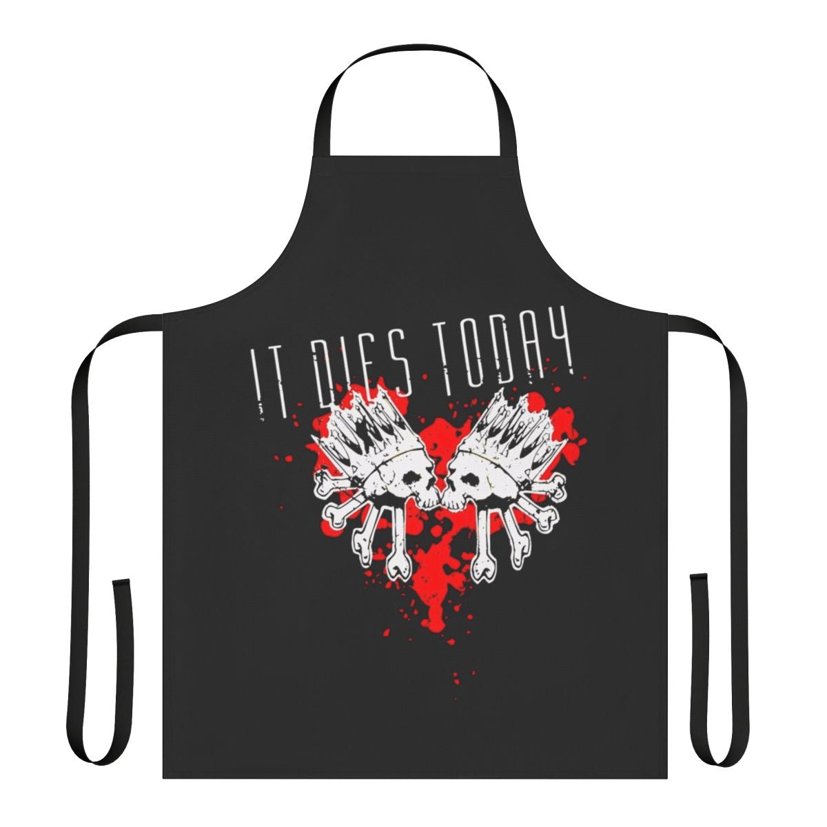 Metalcore-inspired apron with skulls and heart design