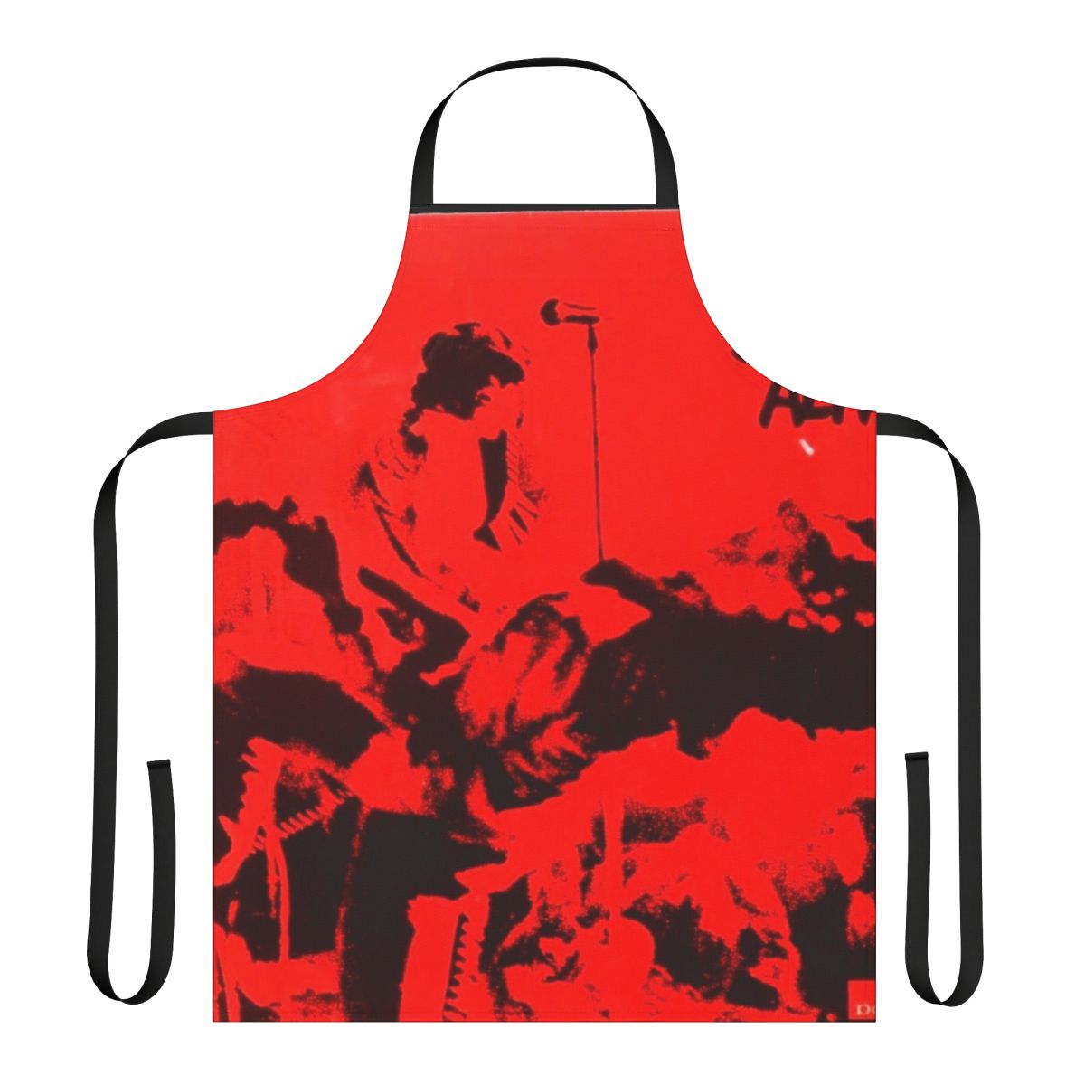 Slade-inspired rock n' roll apron with guitar and music icons