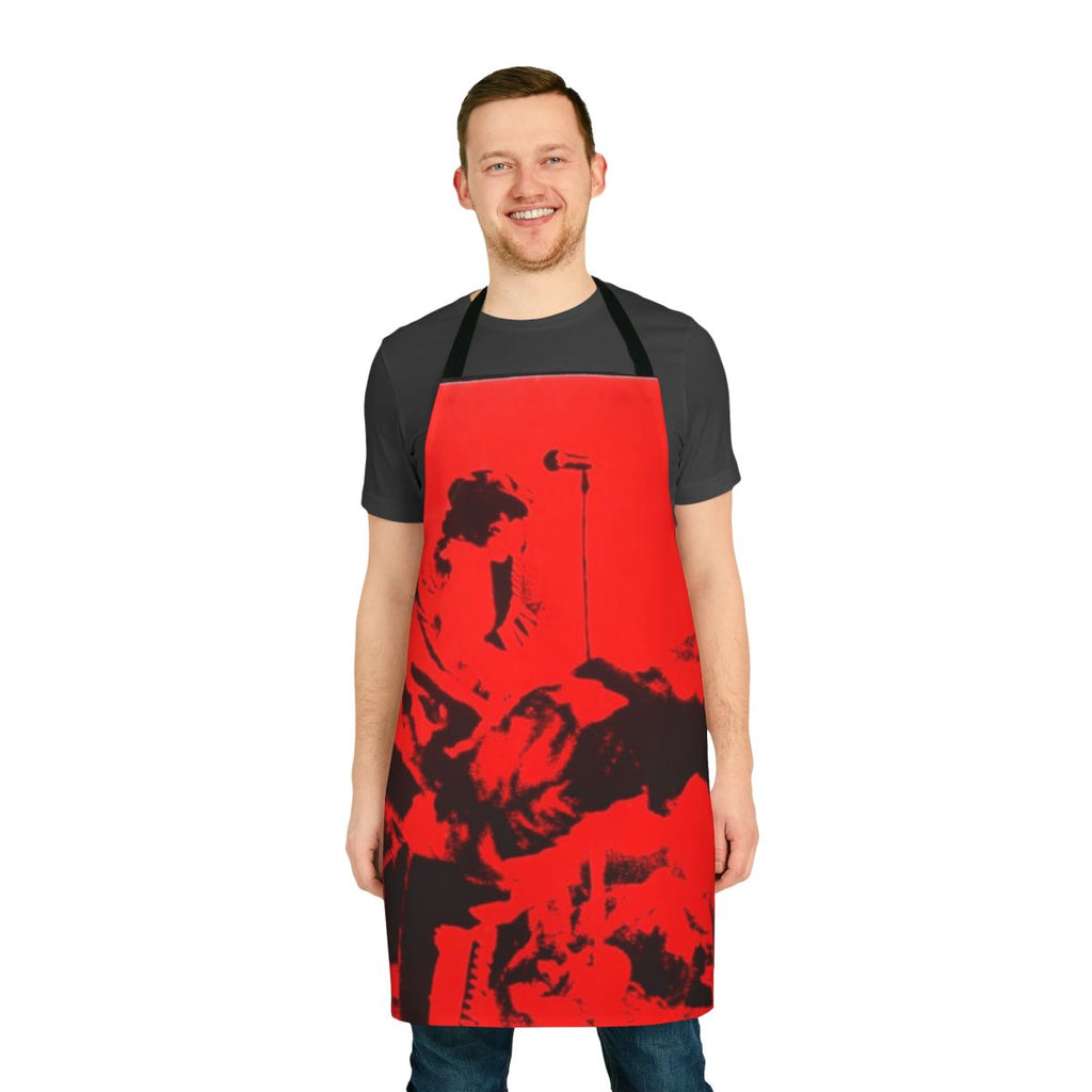 Slade-inspired rock n' roll apron with guitar and music icons