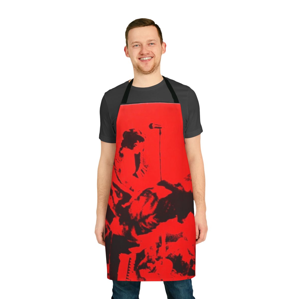 Slade-inspired rock n' roll apron with guitar and music icons