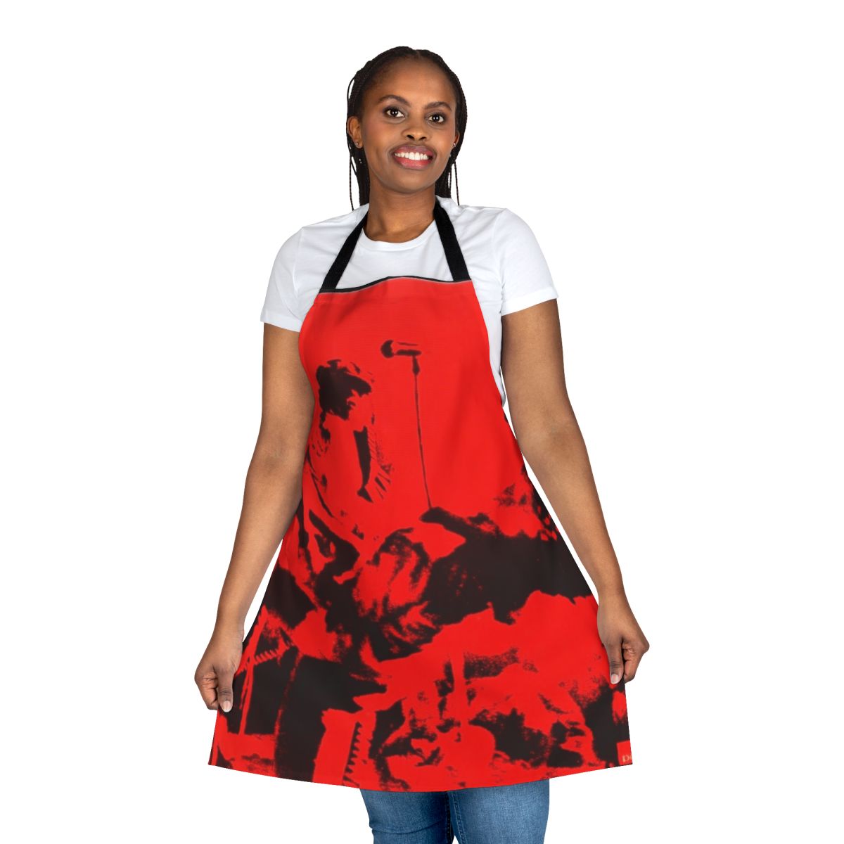Slade-inspired rock n' roll apron with guitar and music icons