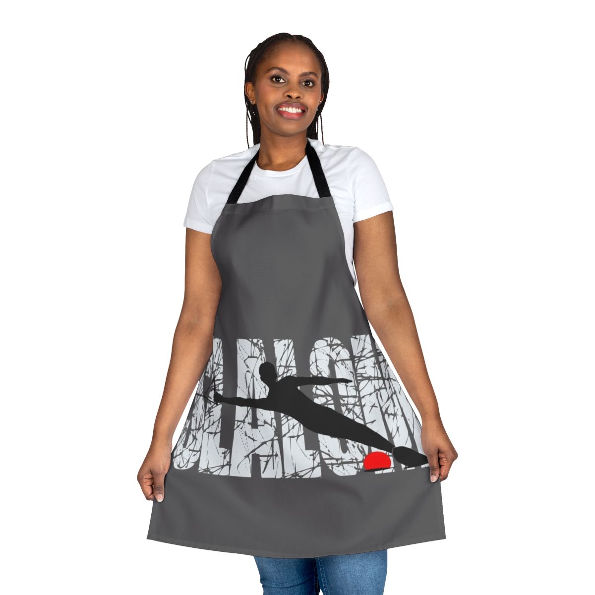 Apron featuring a slalom water skier design, perfect for water sports and outdoor enthusiasts.