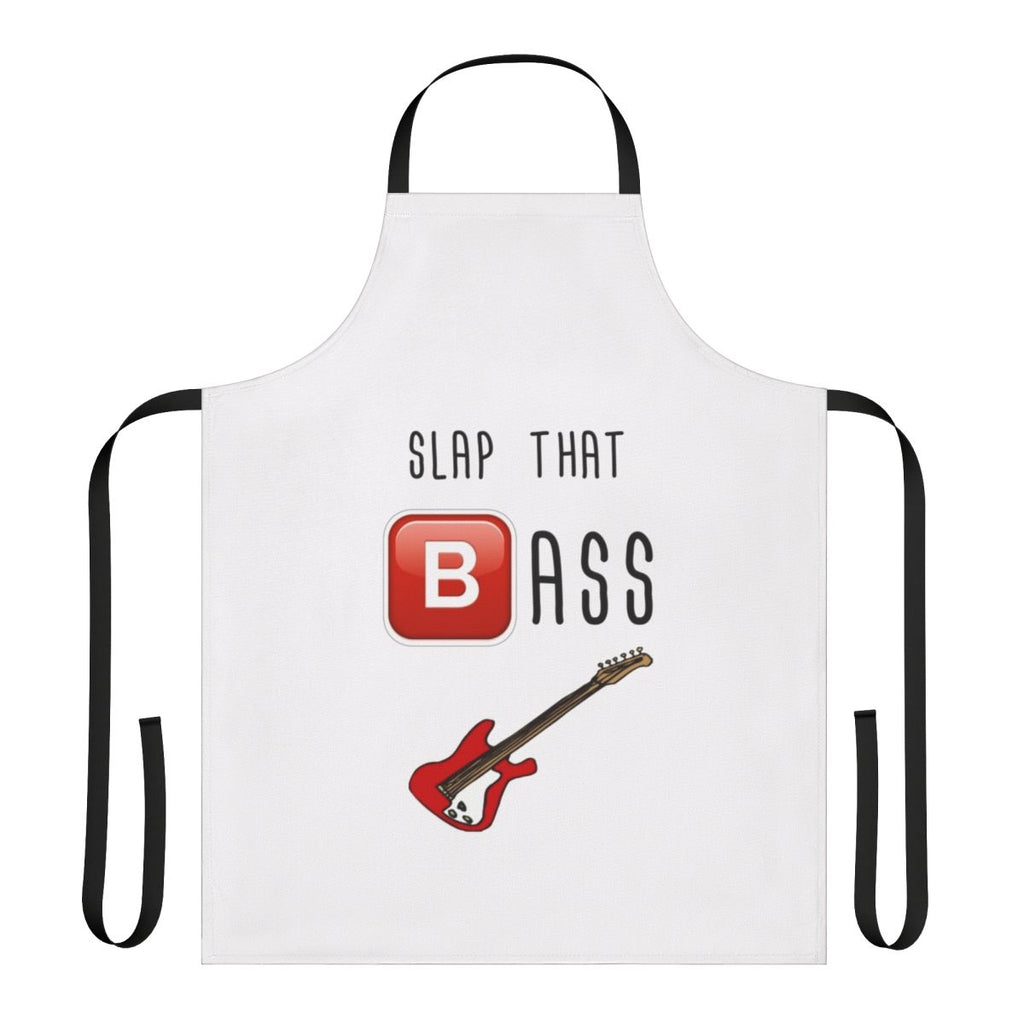Apron with "Slap That Bass" text and bassline design