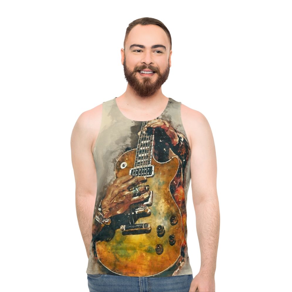 Unisex Slash Electric Guitar Watercolor Tank Top